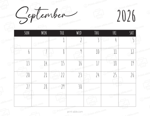 September 2026 Calendar