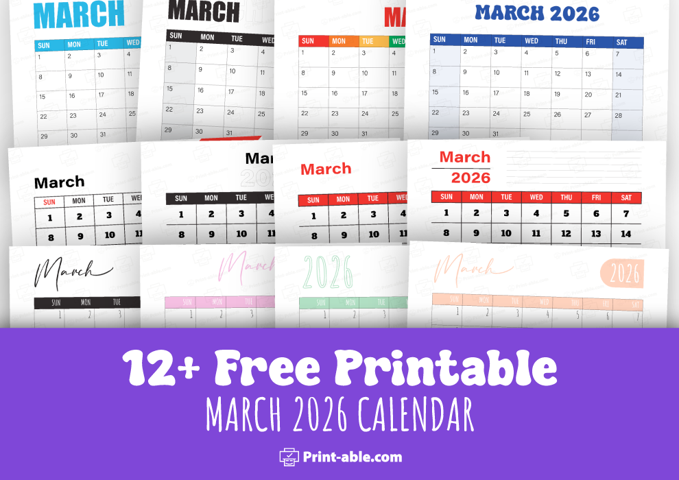 March 2026 calendar free download