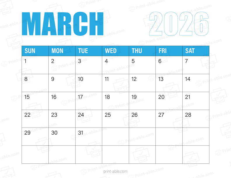 March 2026 Calendar