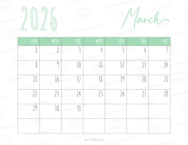 March 2026 Calendar