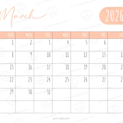 March 2026 Calendar