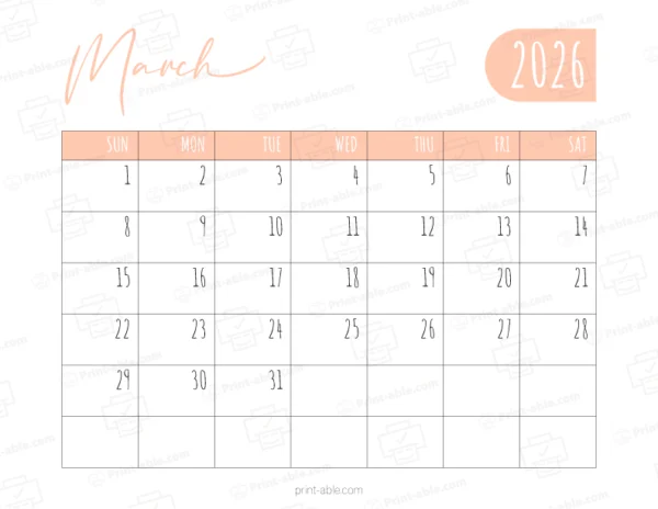 March 2026 Calendar