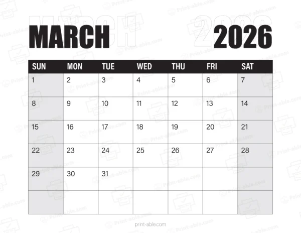 March 2026 Calendar