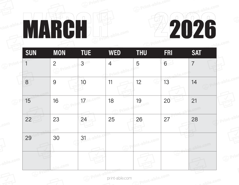 March 2026 Calendar