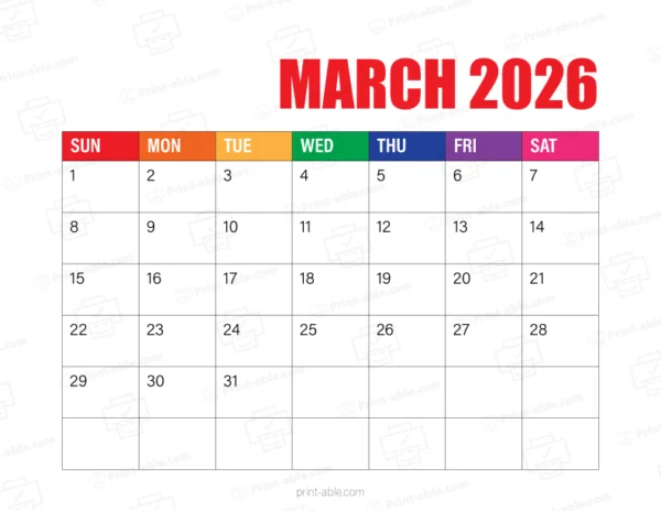 March 2026 Calendar