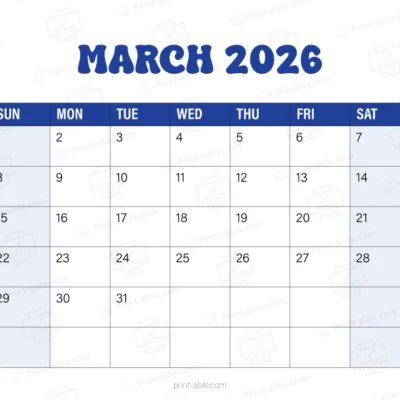 March 2026 Calendar