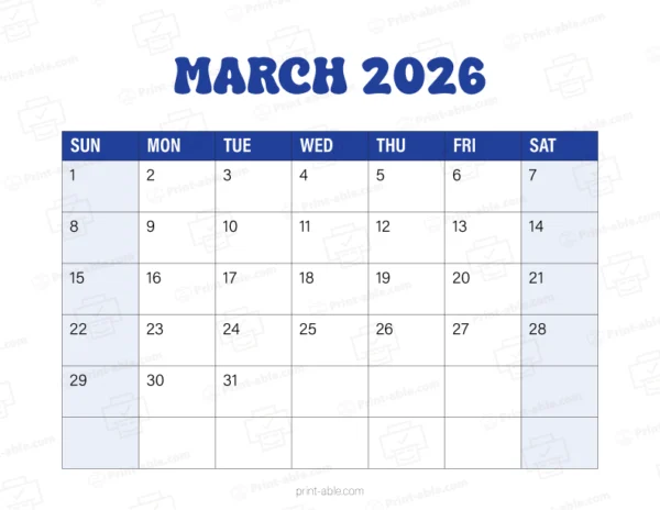March 2026 Calendar