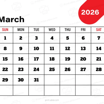 March 2026 Calendar