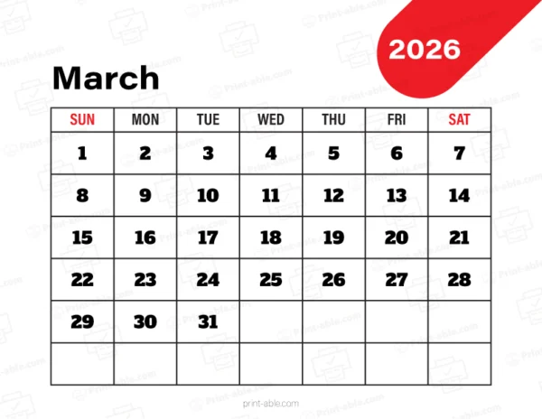 March 2026 Calendar