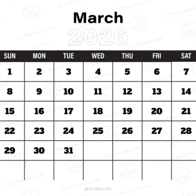 March 2026 Calendar