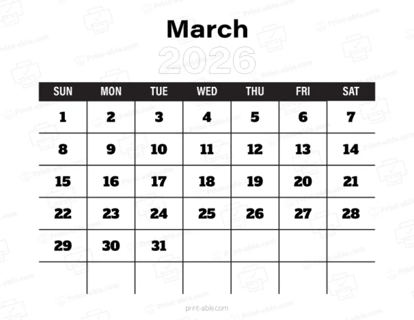 March 2026 Calendar