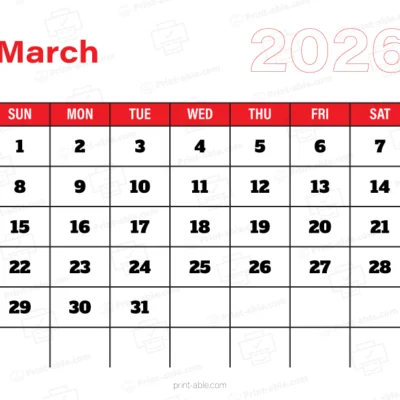 March 2026 Calendar