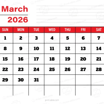 March 2026 Calendar
