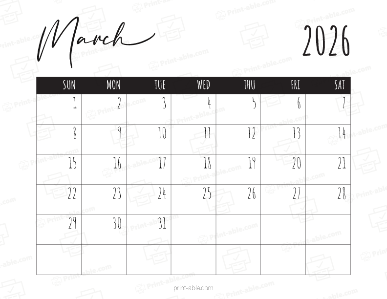 March 2026 Calendar