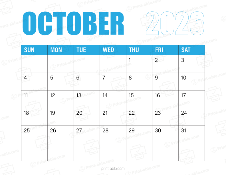 October 2026 Calendar