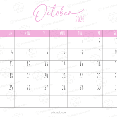 October 2026 Calendar