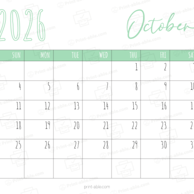 October 2026 Calendar