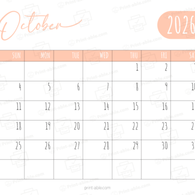 October 2026 Calendar