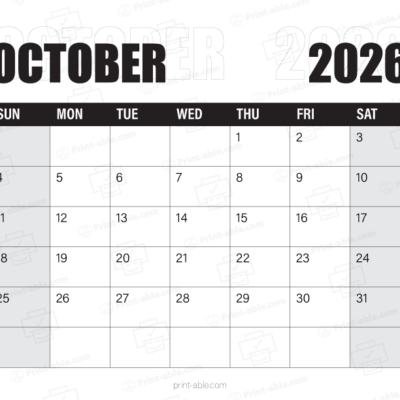 October 2026 Calendar