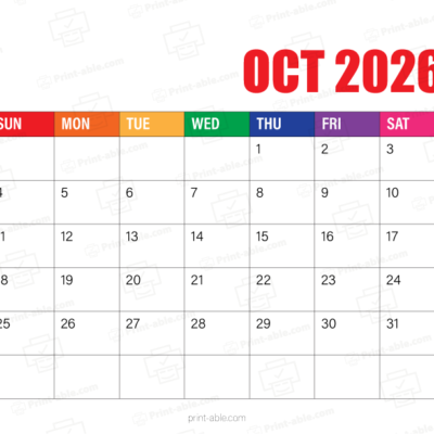 October 2026 Calendar