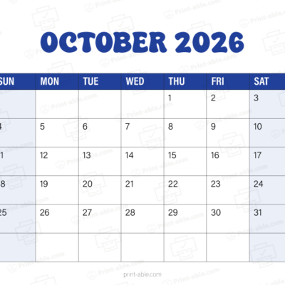 October 2026 Calendar