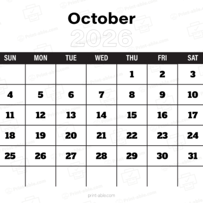October 2026 Calendar
