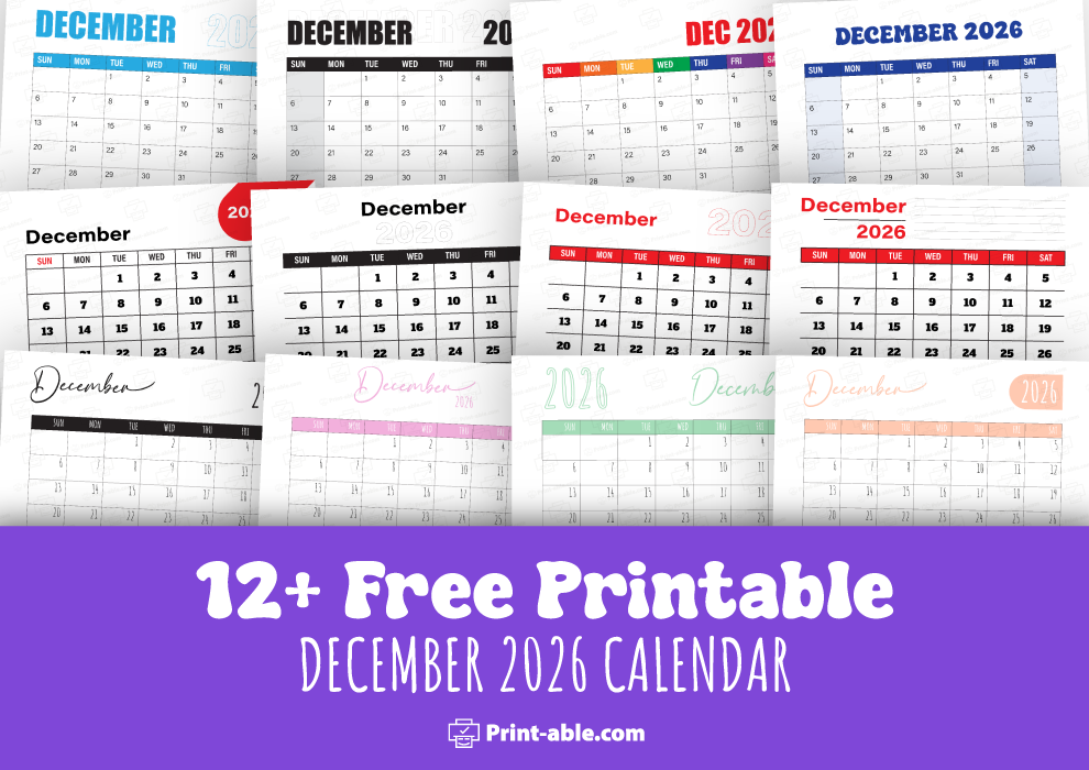 best december 2026 calendar printable free download