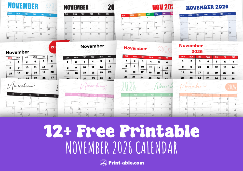 best november 2026 calendar printable free download
