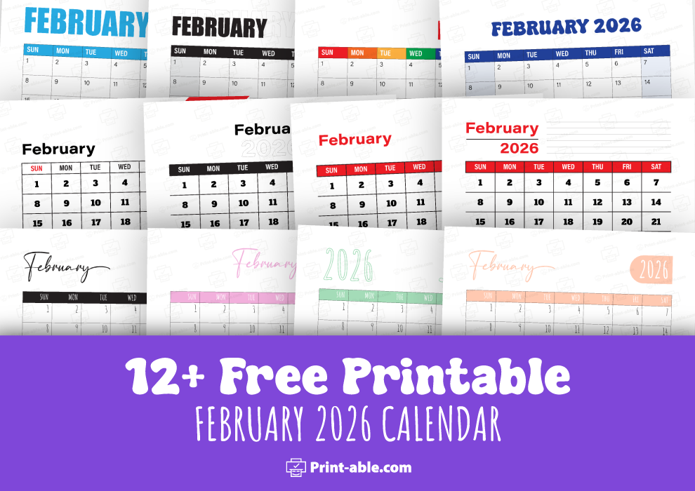 february 2026 calendar printable free download