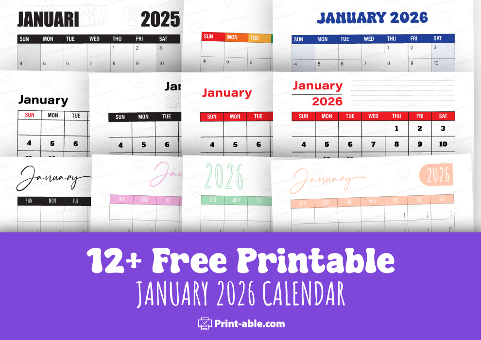 january 2026 calendar printable free download